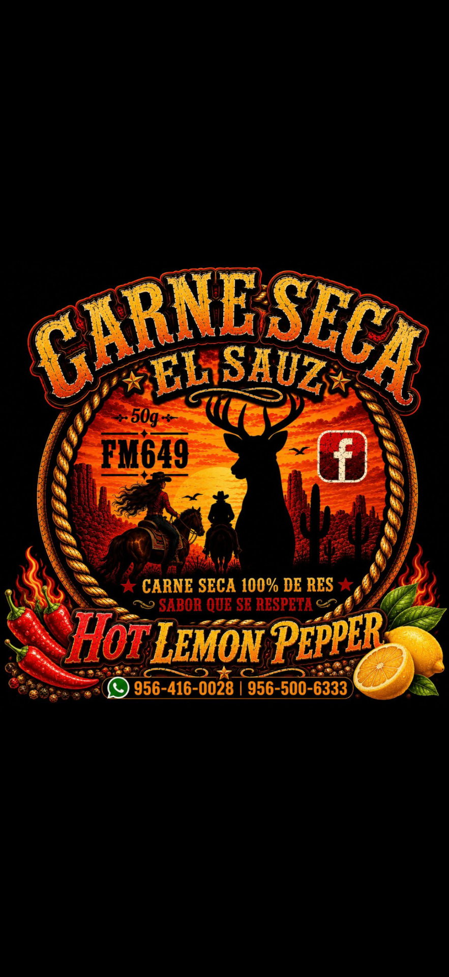 Carne Seca El Sauz Hot Lemon Pepper label